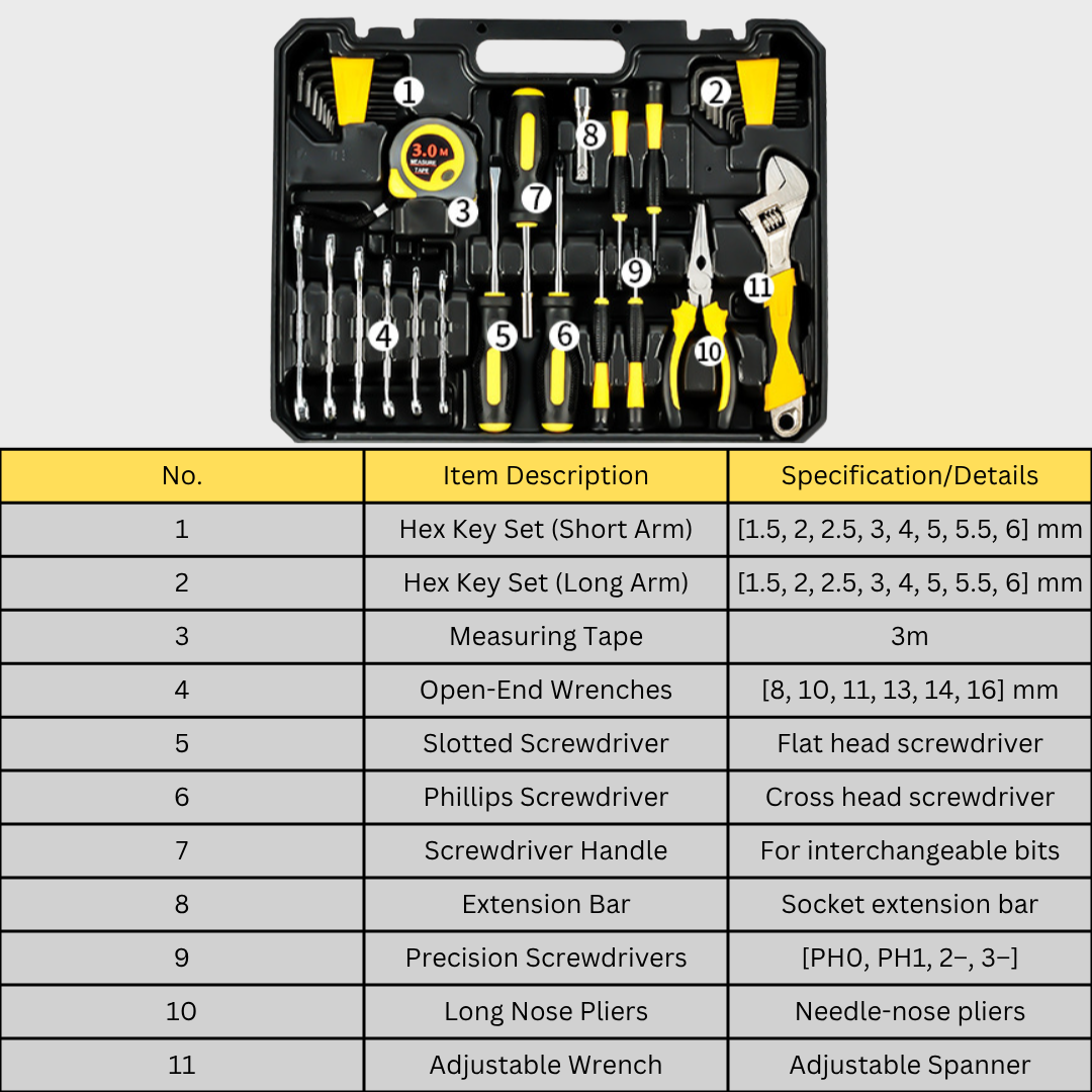 108-in-1 Home Tool Set DIY Repair Kit with Storage Box ā Screwdrivers, Wrenches, Hammer, Sockets"