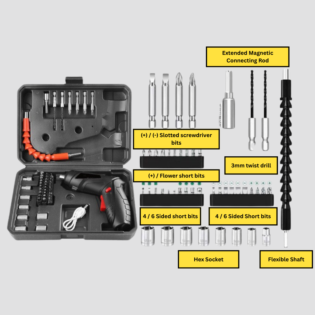 48pcs Electric Drill Set | Cordless | With Drill Bits & Attachments