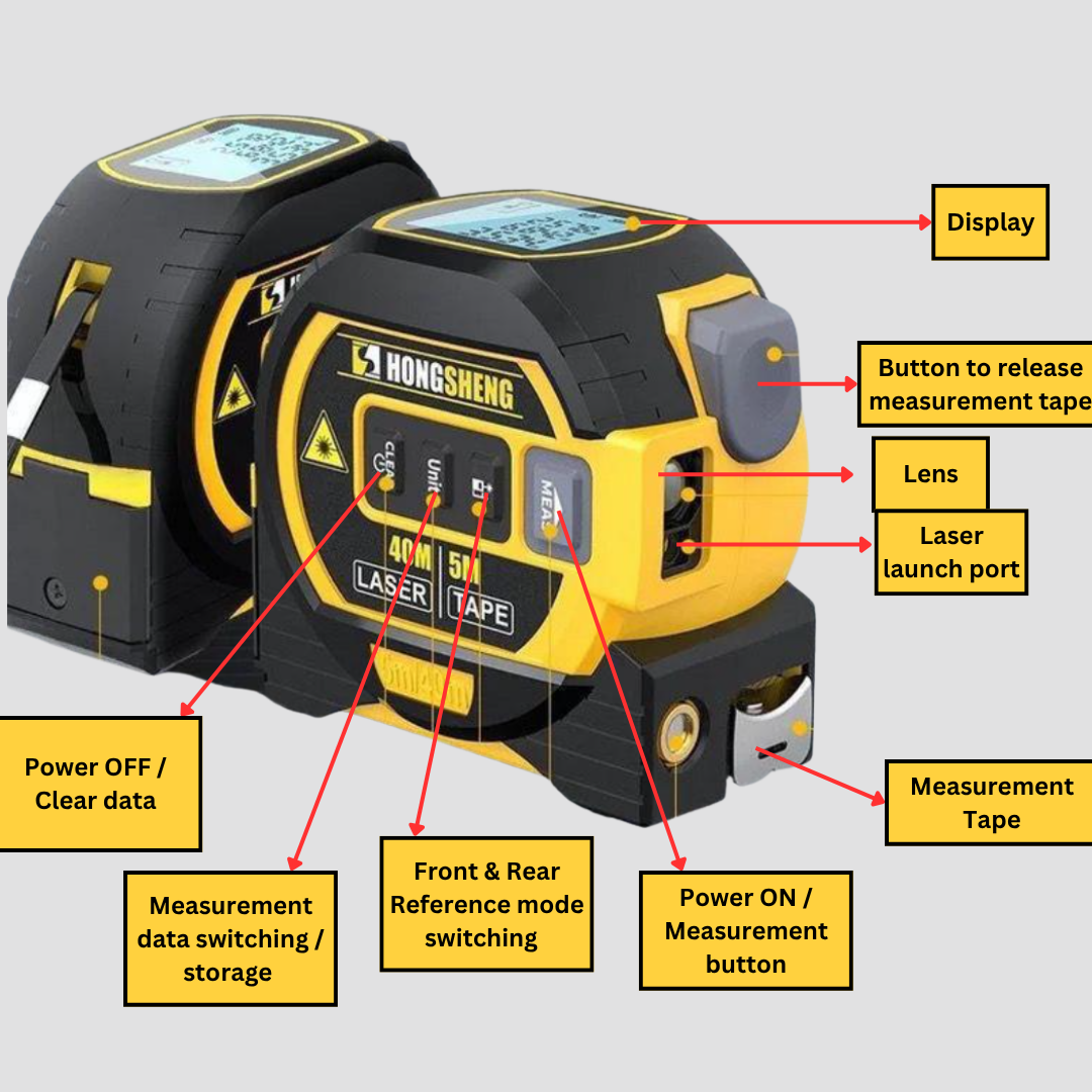 3-in-1 Laser Measuring Tape | Laser + Tape + Level | Smart Digital Measure Tool