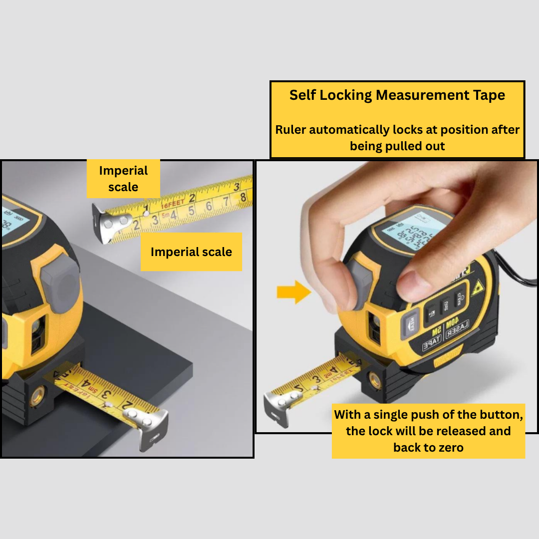 3-in-1 Laser Measuring Tape | Laser + Tape + Level | Smart Digital Measure Tool