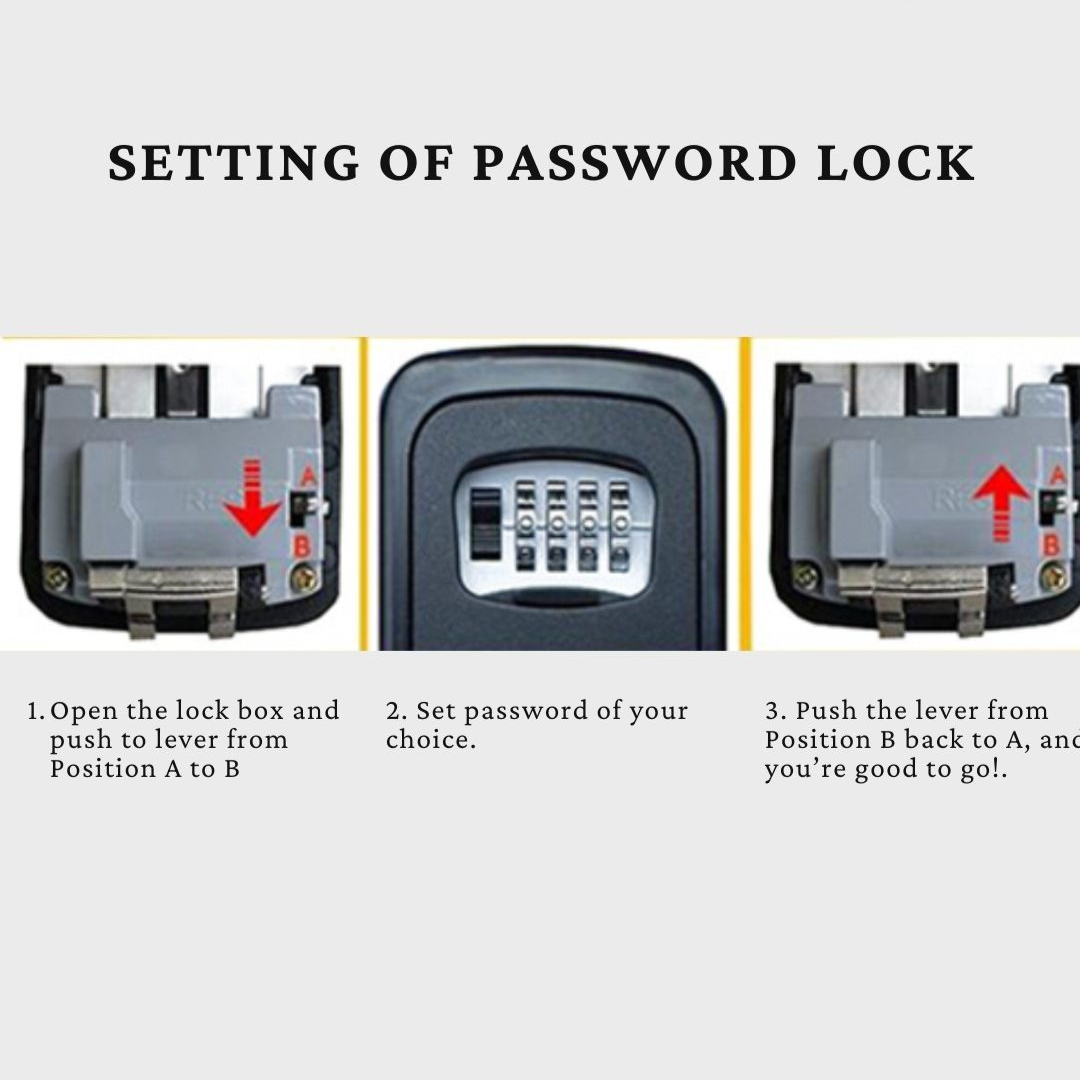Heavy-Duty Handle Lock Box with 4-Digit Combination–Secure Key Storage for Home, Office