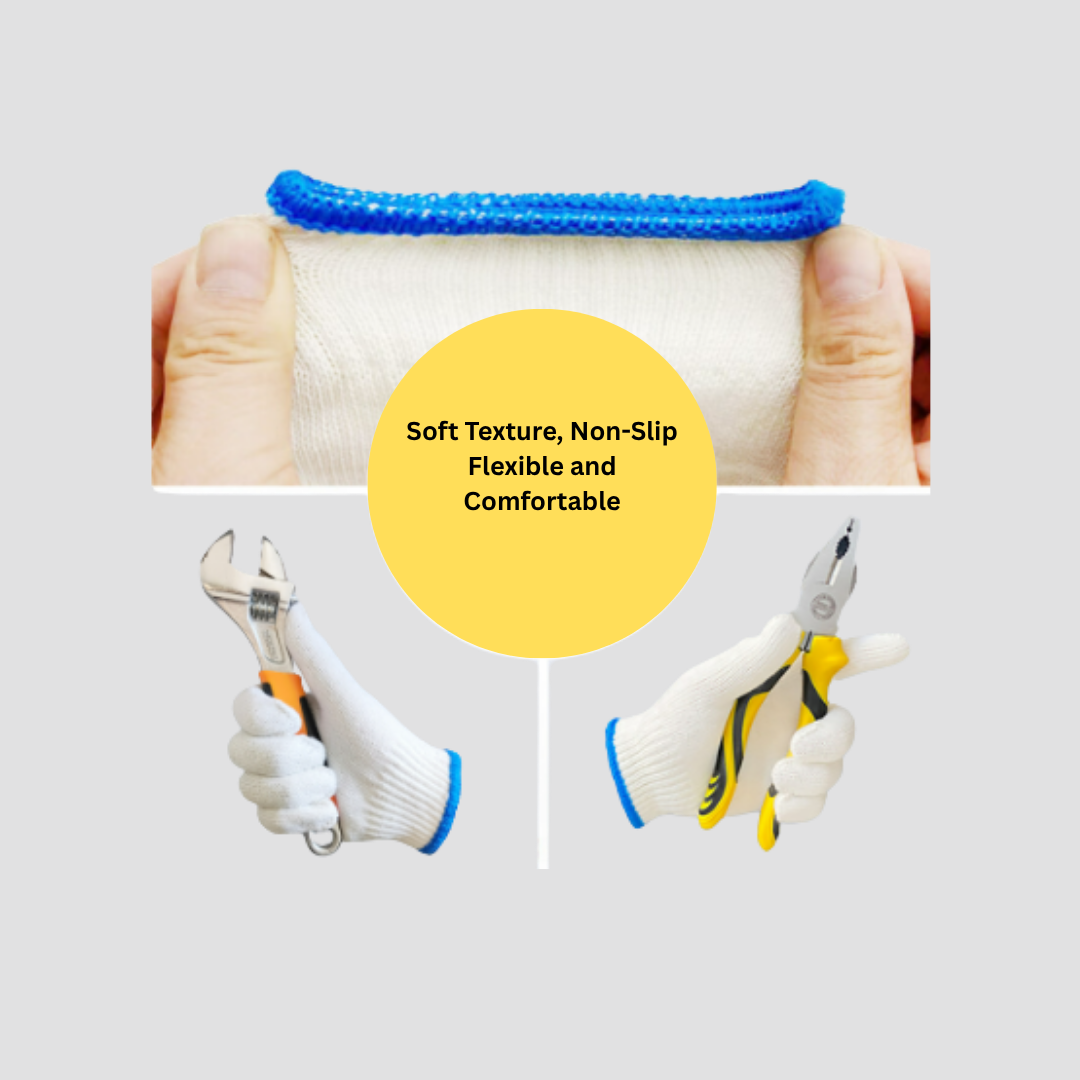 Heavy-Duty Cotton Gloves | Reusable | Safety Work Gloves