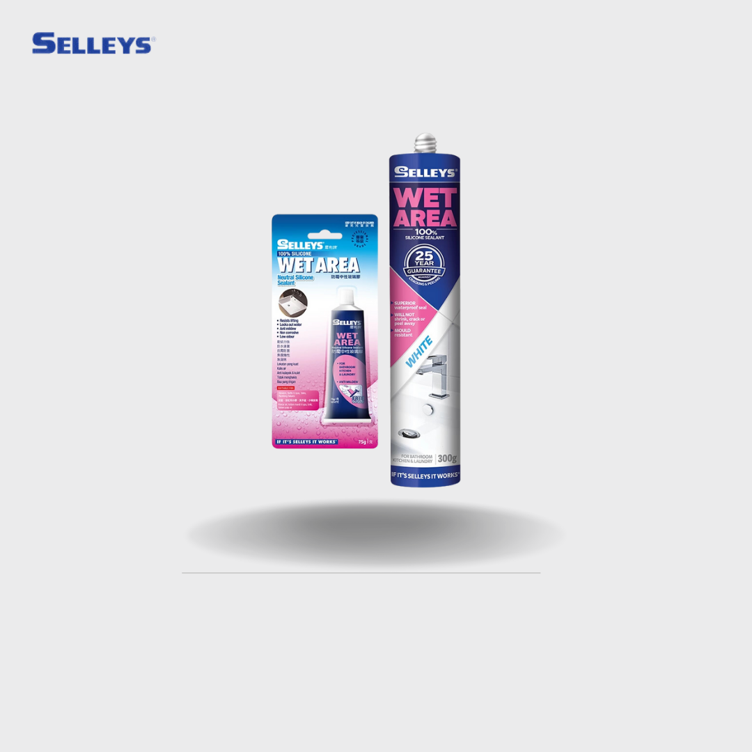 SELLEYS Wet Area Silicone Sealant – Superior Waterproof &amp; Anti-Mould Protection (75g / 300g)