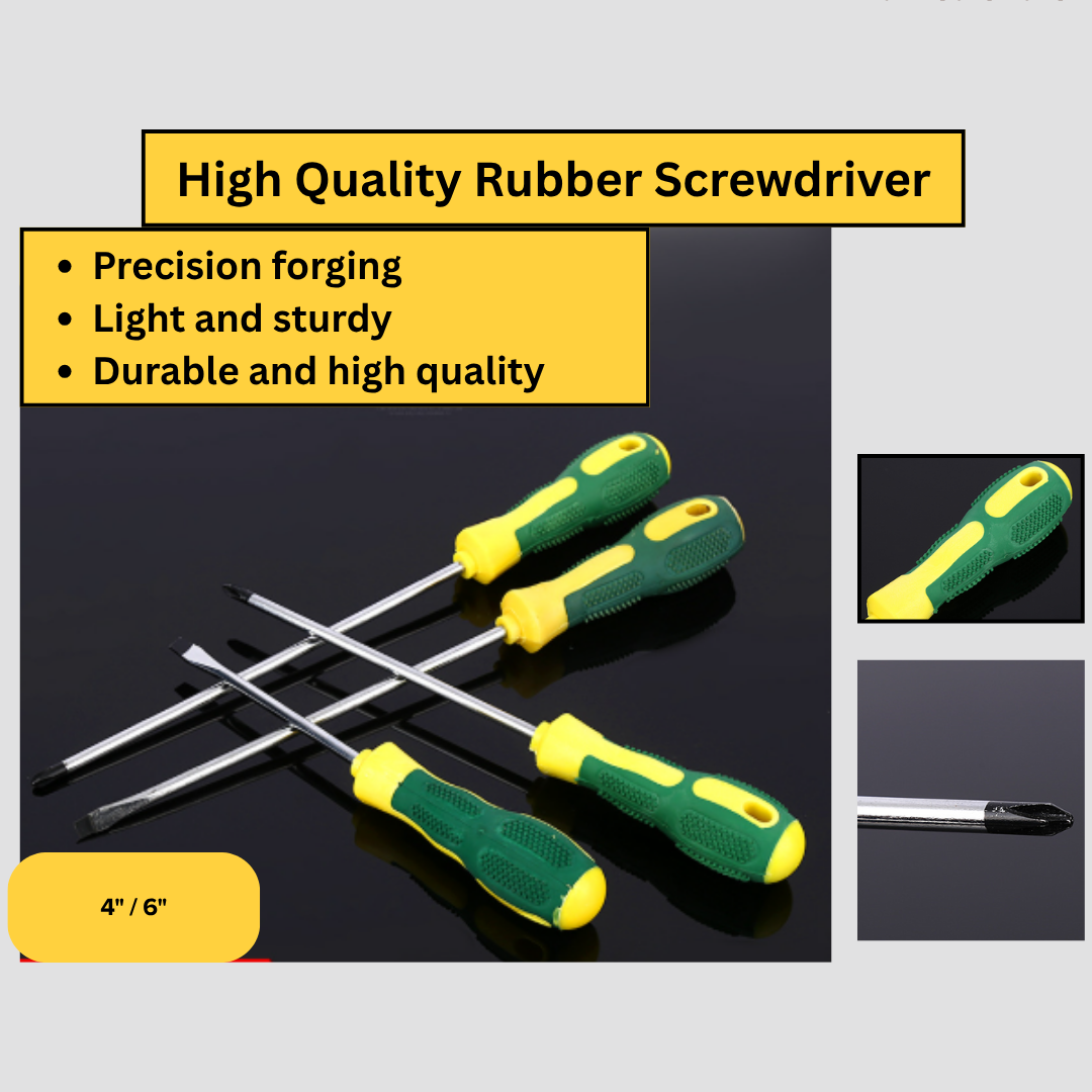 Heavy-Duty Flat/Phillips Screwdriver – Steel Shaft with Comfort Grip