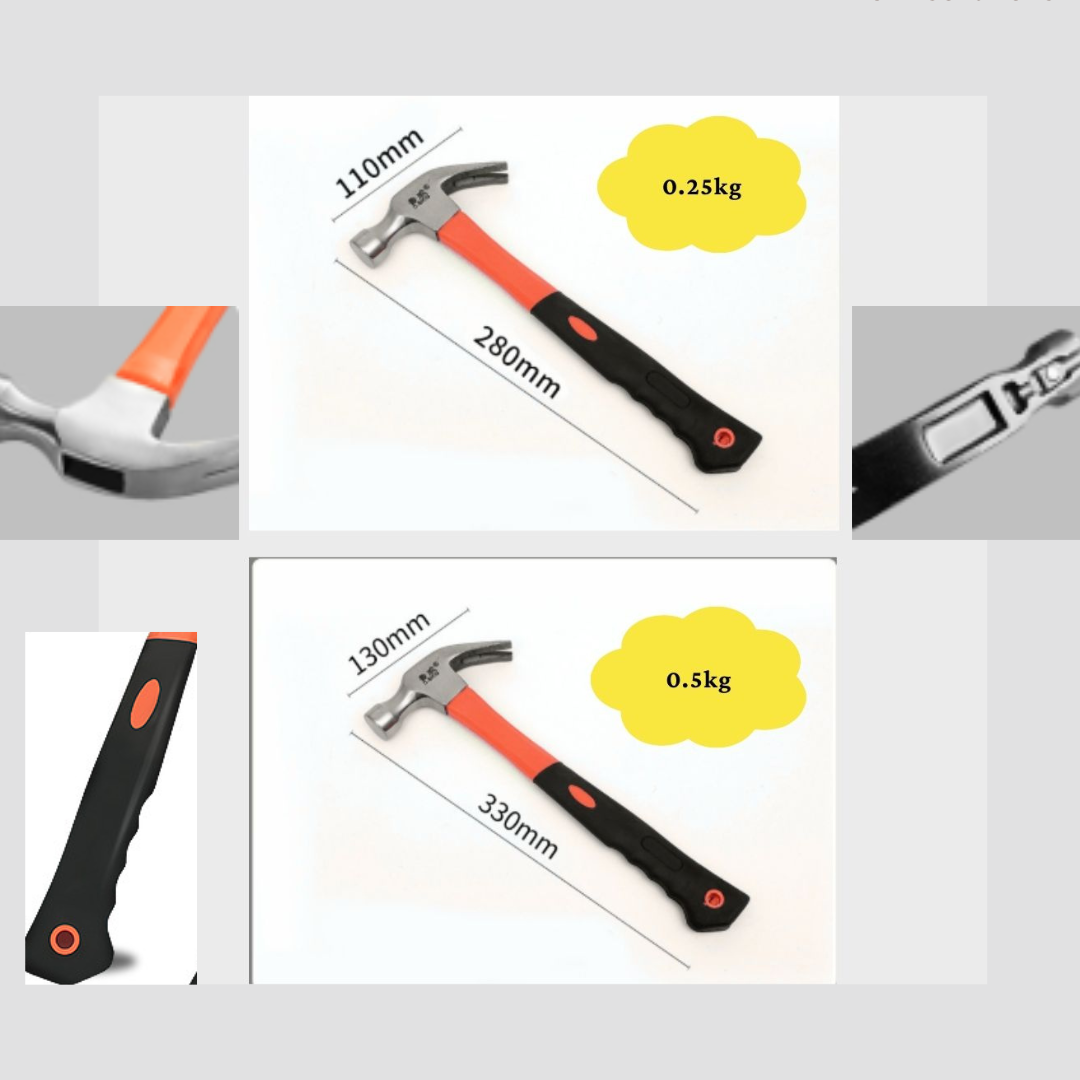 16Oz Heavy-Duty Hammer with Rubber handle | Construction &amp; DIY Tool