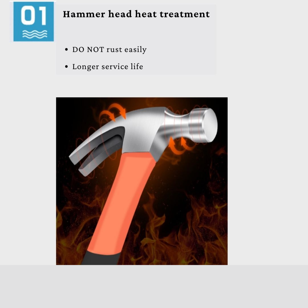 16Oz Heavy-Duty Hammer with Rubber handle | Construction &amp; DIY Tool