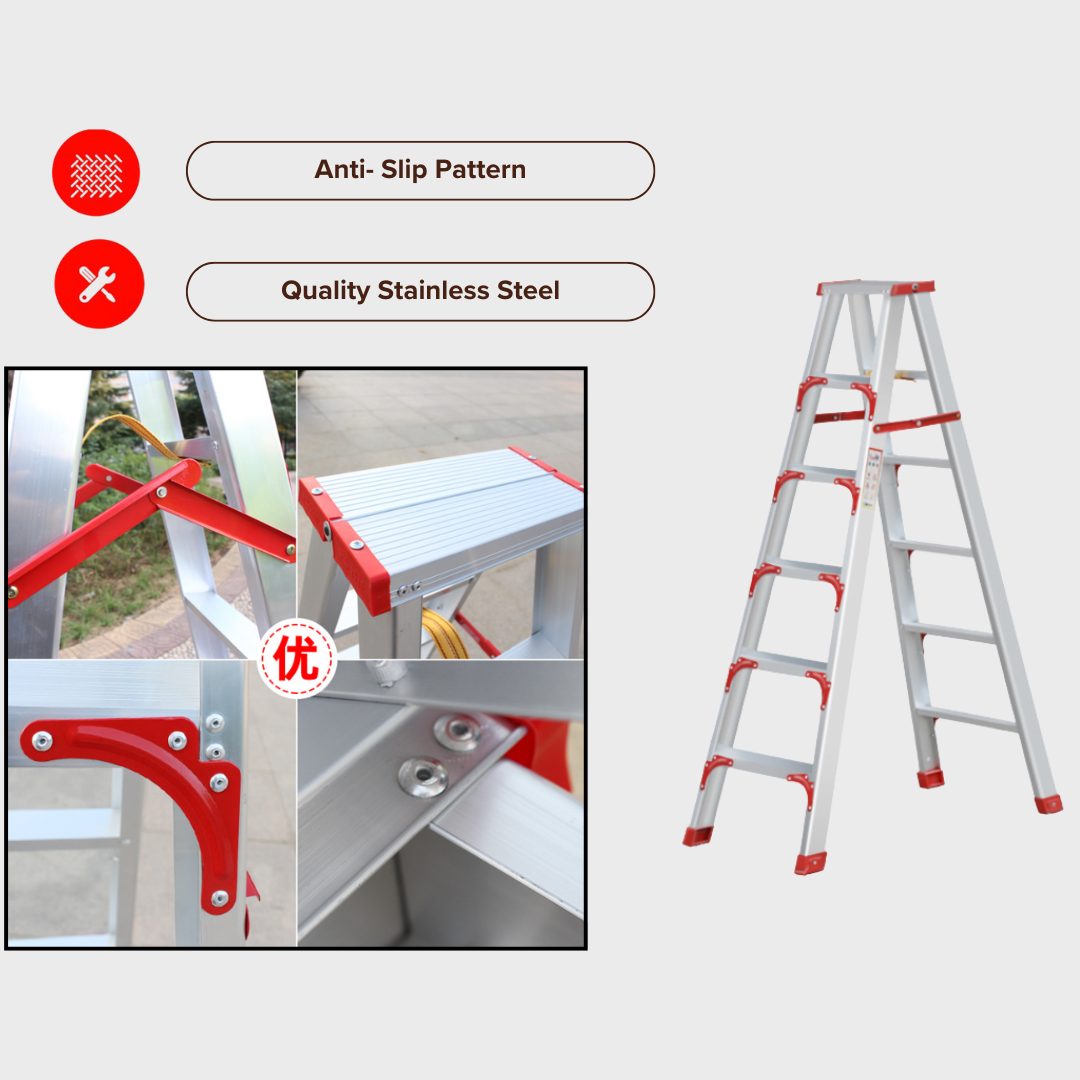 Stainless Steel Heavy-Duty Ladder | Foldable | Anti-Slip | 4 to 6 Steps