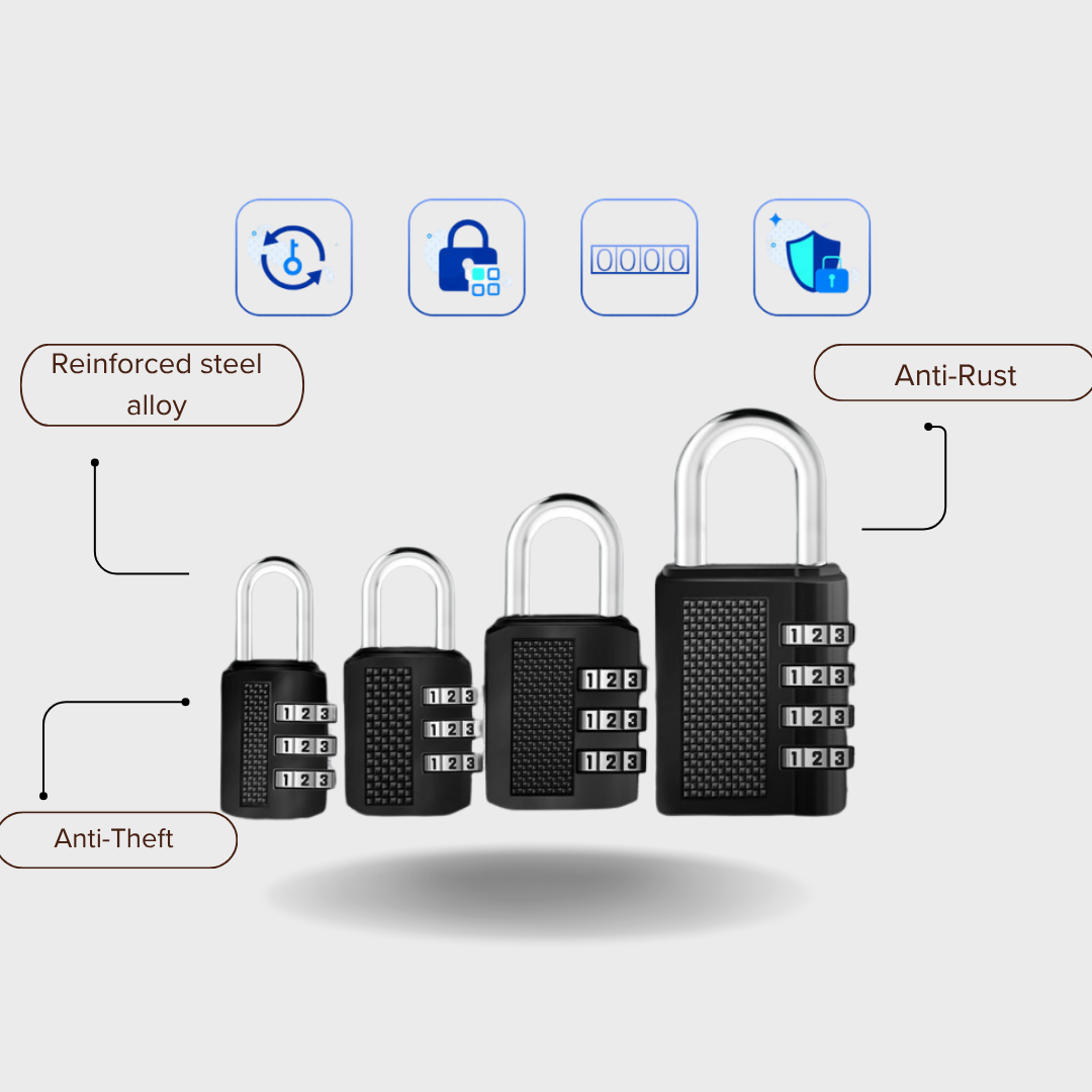 4-Digit Combination Padlock – Durable &amp; Secure | No Key Needed