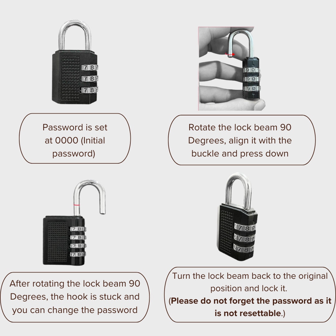 4-Digit Combination Padlock – Durable &amp; Secure | No Key Needed