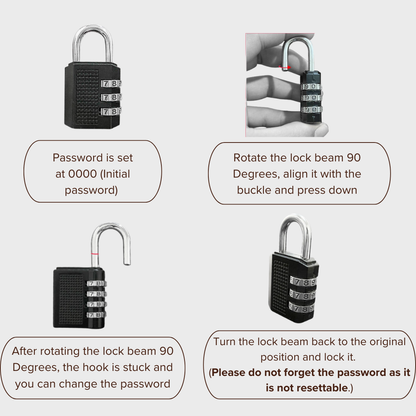 4-Digit Combination Padlock – Durable &amp; Secure | No Key Needed