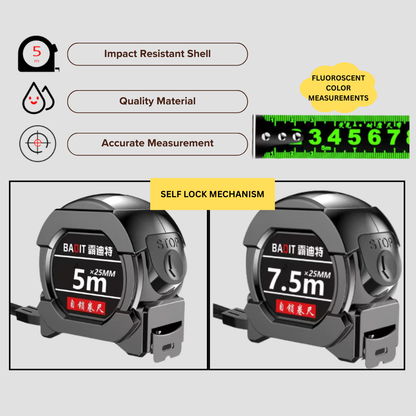 Self-Lock Measuring Tape | Auto Lock | 5m / 7.5m | DIY &amp; Professional Use