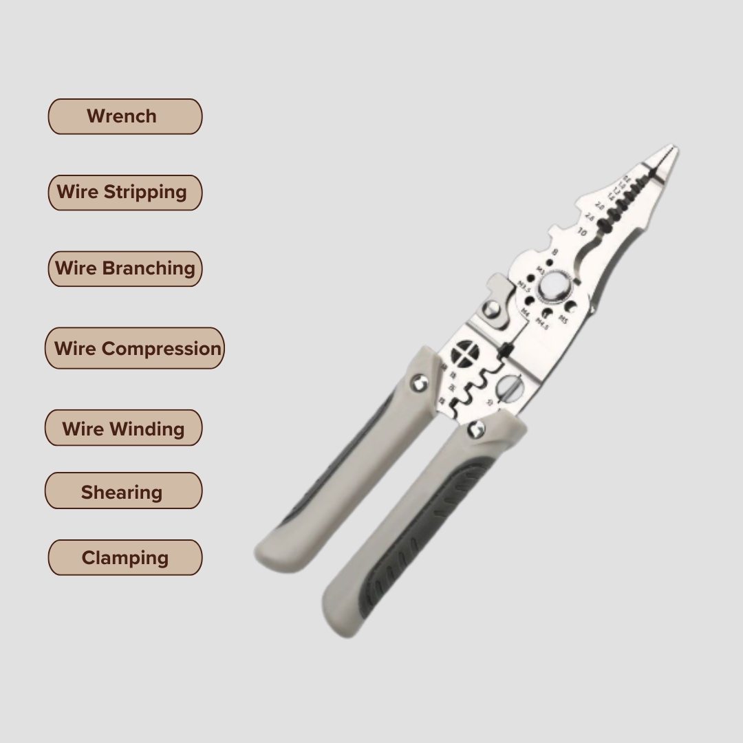 8-in-1 Multipurpose Plier | Wire Cutter, Stripper, Crimper, Gripper | All-in-One Tool
