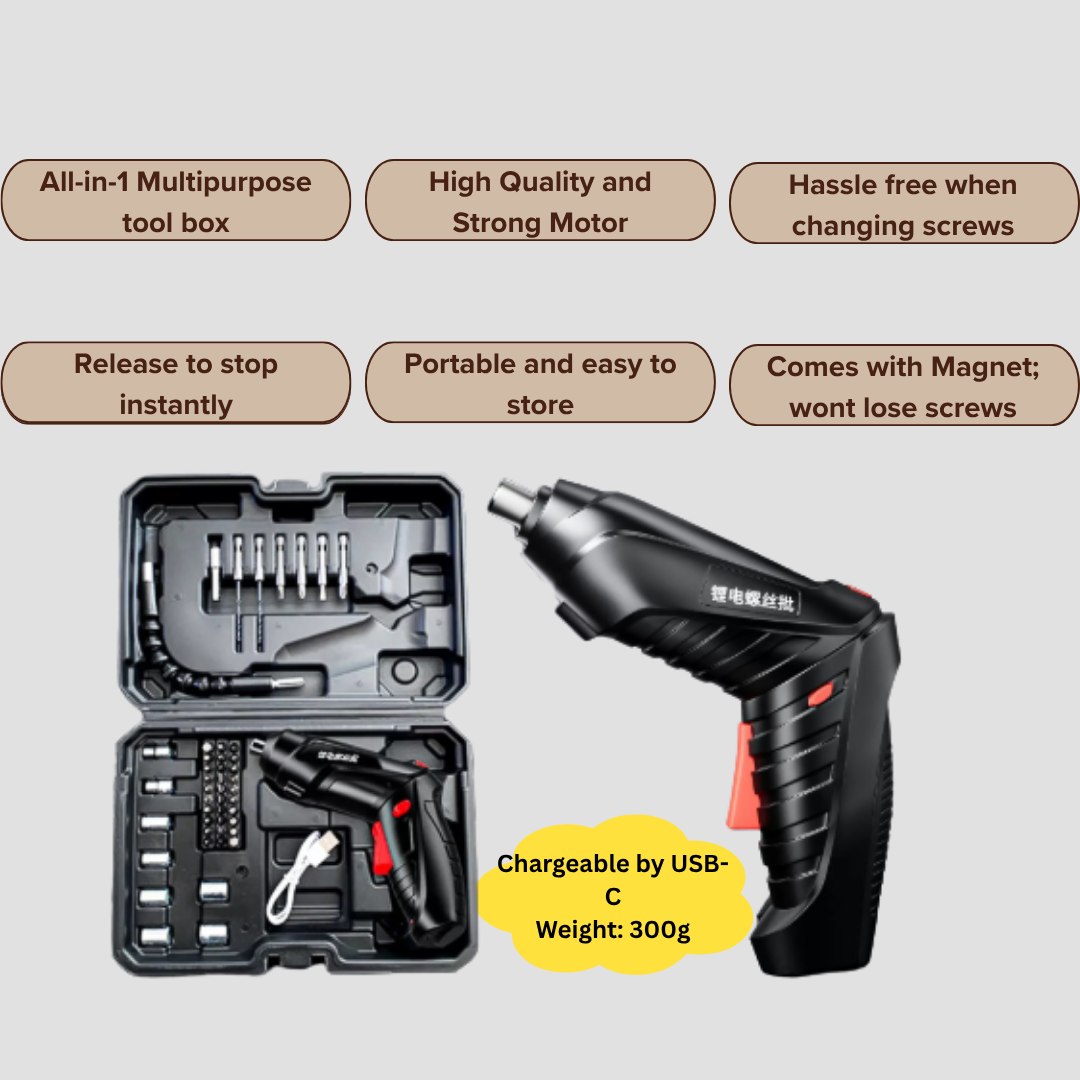 48pcs Electric Drill Set | Cordless | With Drill Bits &amp; Attachments