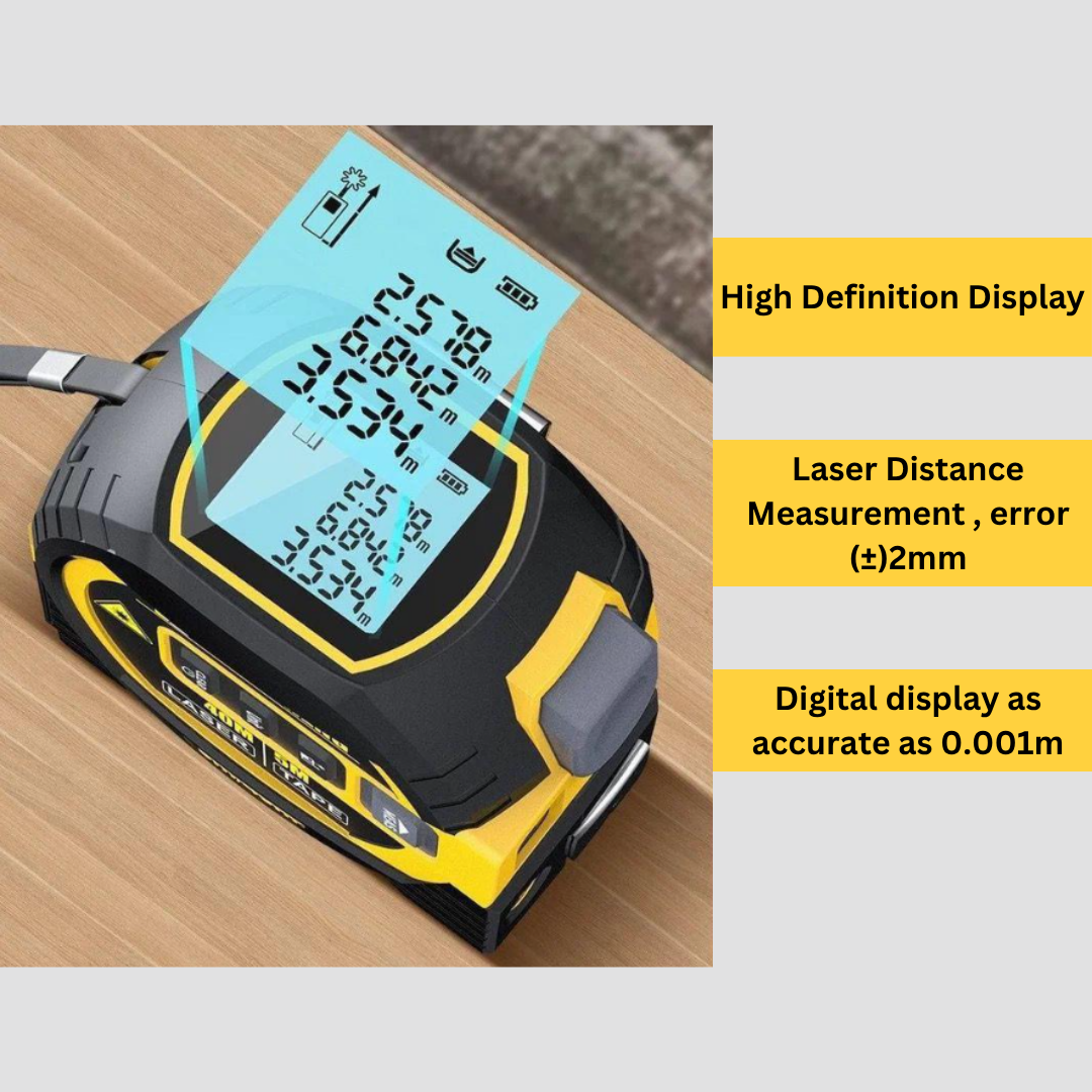 3-in-1 Laser Measuring Tape | Laser + Tape + Level | Smart Digital Measure Tool