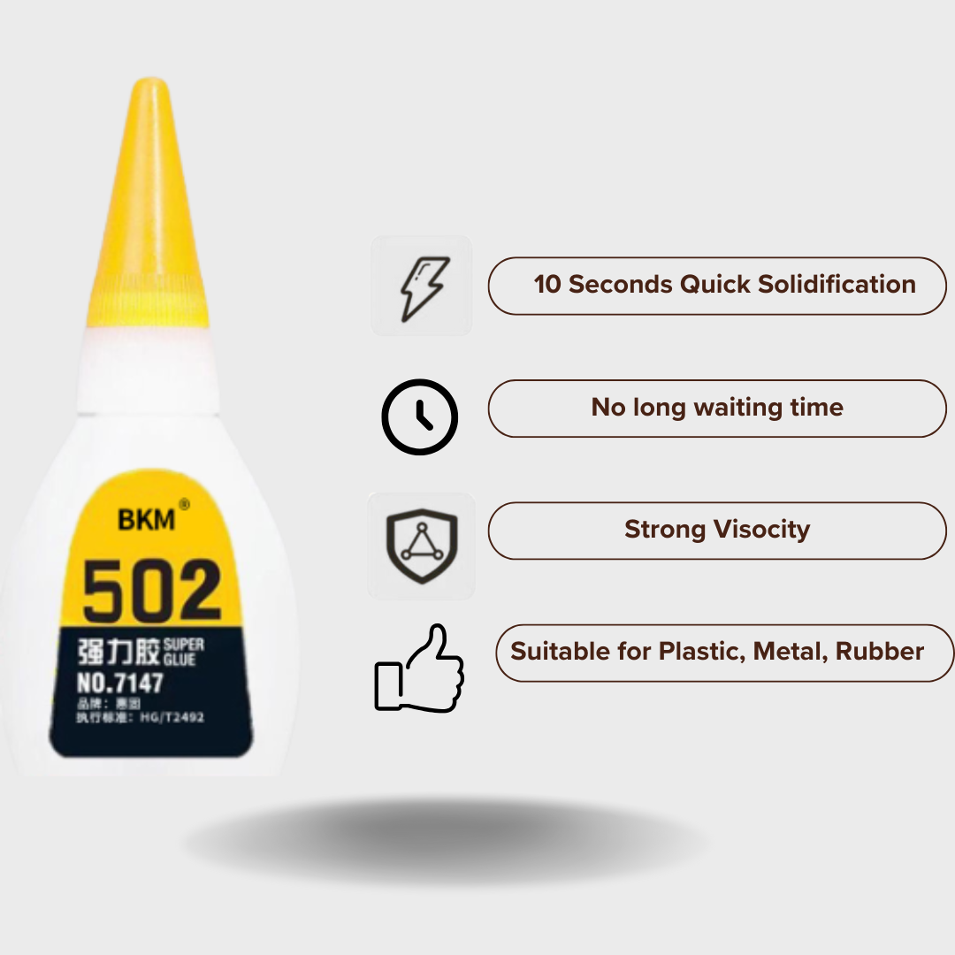 502 Super Glue | Strong Fast Dry Adhesive for Plastic, Metal, Rubber