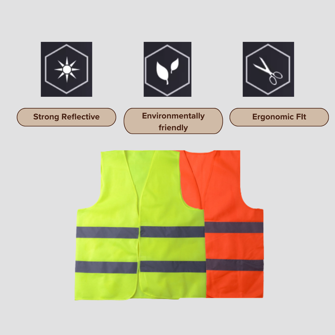 Reflective Safety Vest | High Visibility | Construction, Road &amp; Night Use