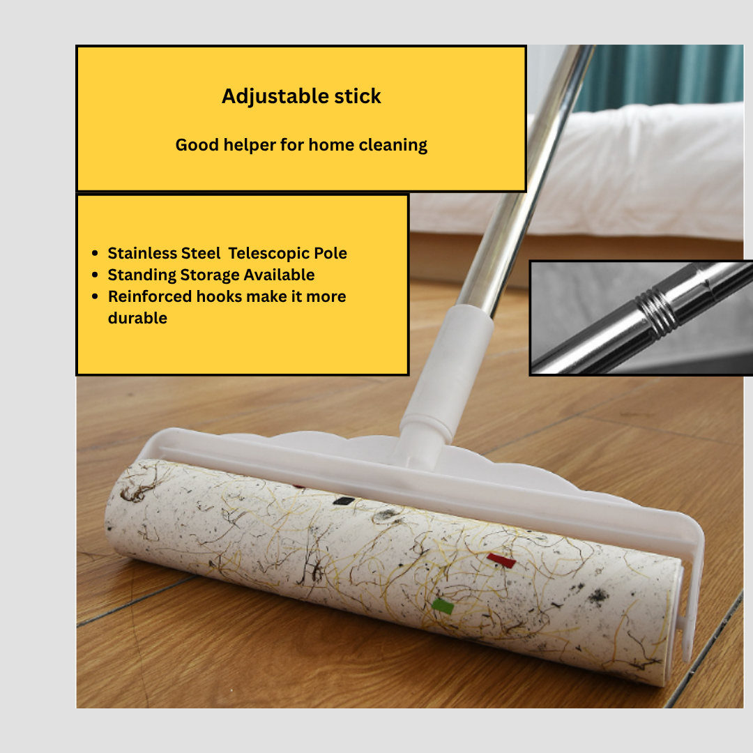 Adjustable Lint Roller | Extendable Handle | Reusable Sticky Roller for Hair &amp; Dust